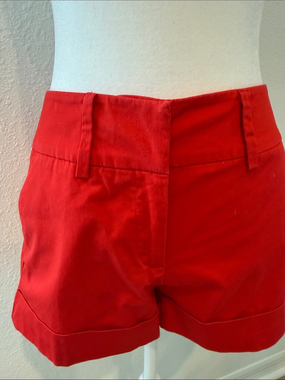 New York & Company Red Cuffed High-Rise Shorts